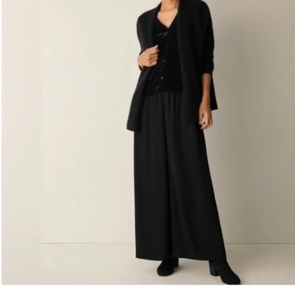 Eileen Fisher Silk Georgette Crepe Wide-Leg Pant Easy Fit, Ankle Length M
